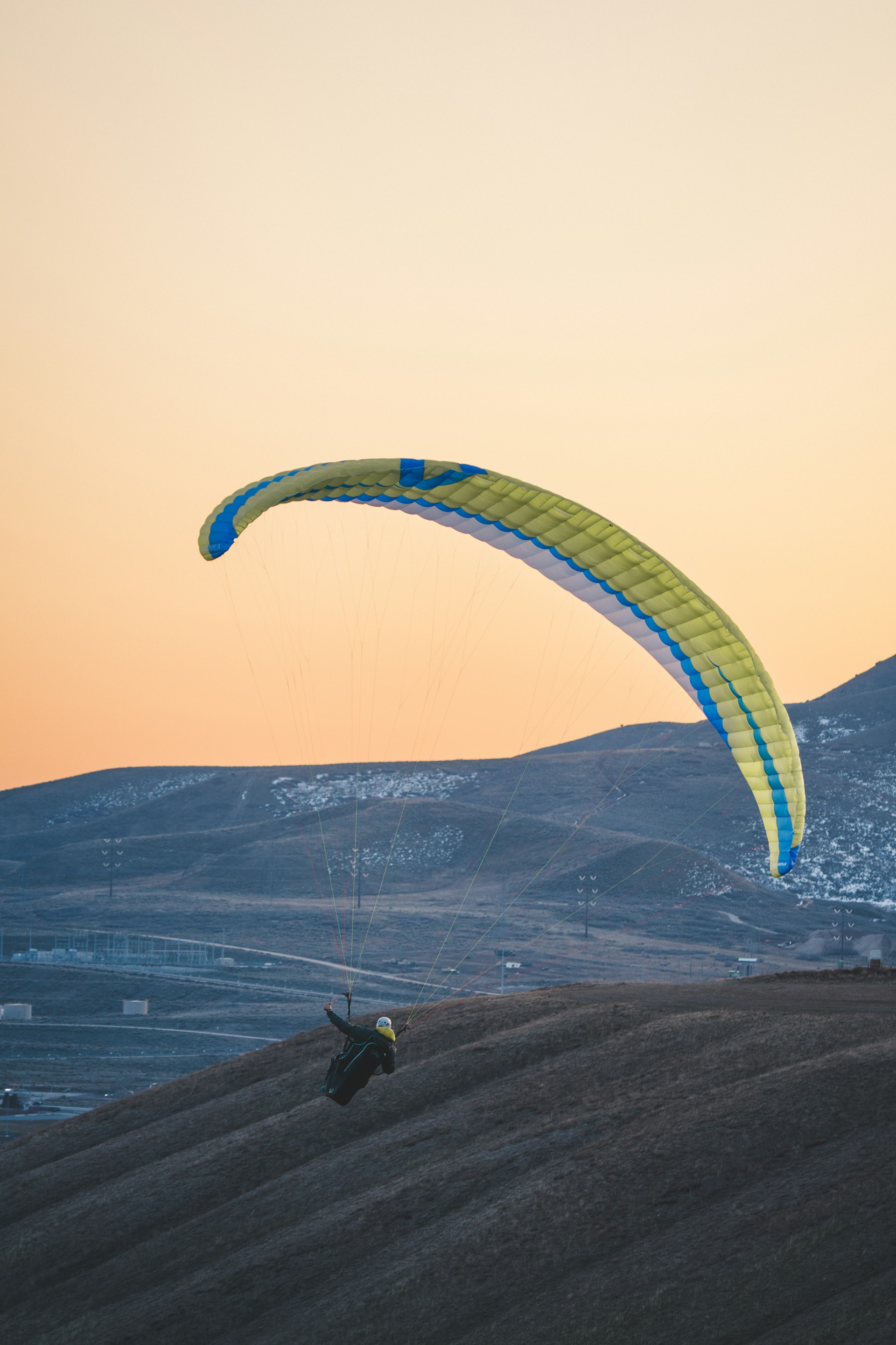 Sunset takeoff above Interlaken, Switzerland
